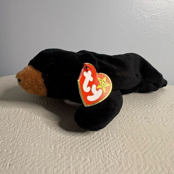 RARE Ty Beanie Baby "Blackie" The Bear Plush Toy Retired 1993 - Picture 2 of 7